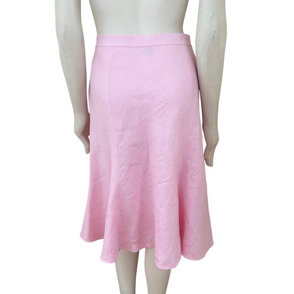 NEW CHAPS 100% Linen Flared Midi Skirt in Pink Spring Easter SZ 14 - Picture 6 of 9